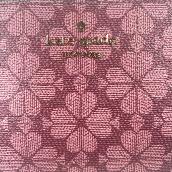 kate spade Small Zip Wristlet in Pink and Plum Coated Canvas NWT - Picture 3 of 7